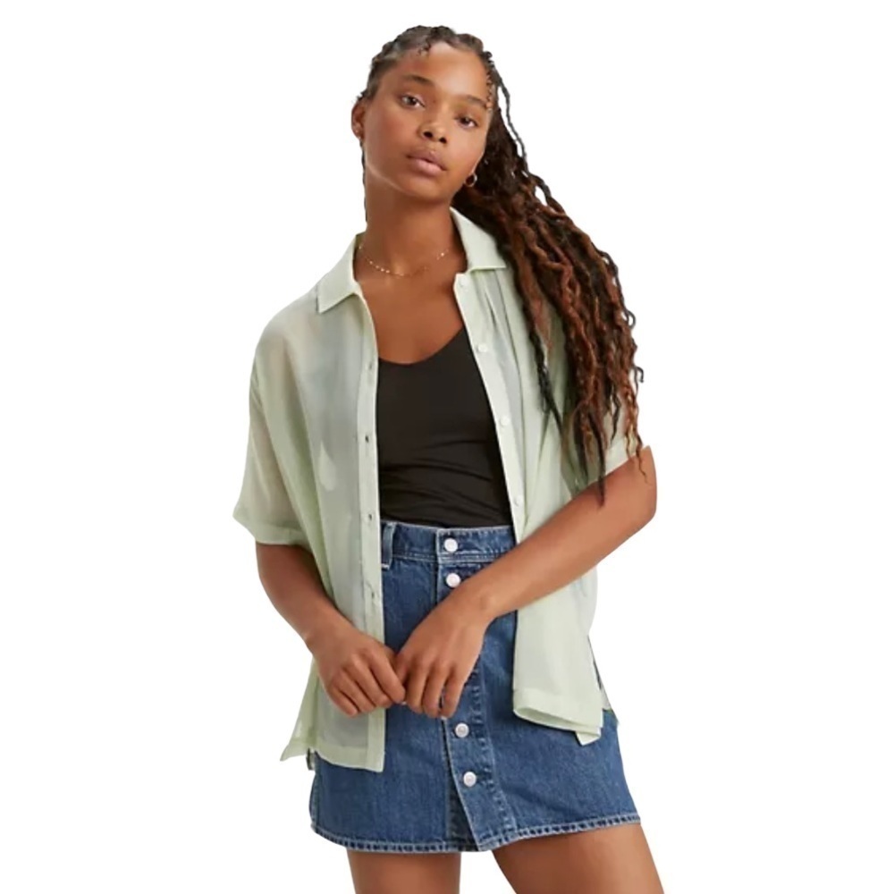 Levi’s Premium Denim Button Front Utility Skirt Size 27